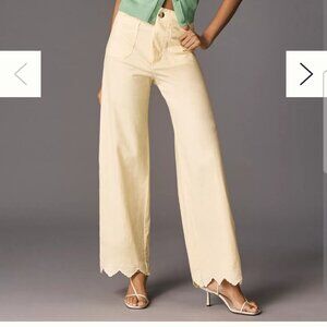 NWT  33T Colette Lace Trim Full-Length Wide-Leg Pants by Maeve